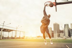 basketball player dunking